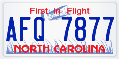 NC license plate AFQ7877