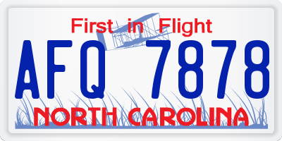 NC license plate AFQ7878