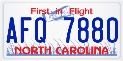 NC license plate AFQ7880