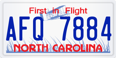 NC license plate AFQ7884