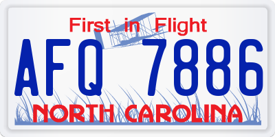 NC license plate AFQ7886