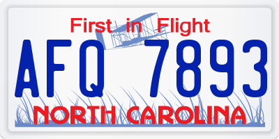 NC license plate AFQ7893