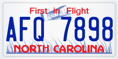 NC license plate AFQ7898