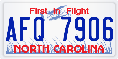 NC license plate AFQ7906