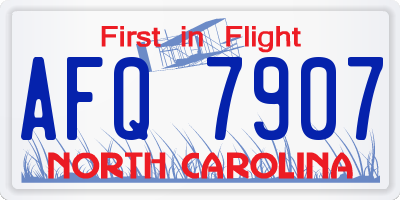 NC license plate AFQ7907
