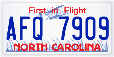 NC license plate AFQ7909