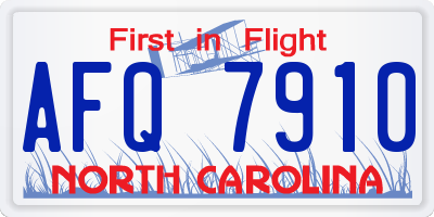 NC license plate AFQ7910