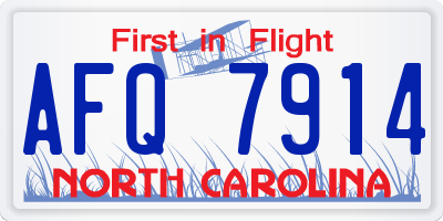 NC license plate AFQ7914