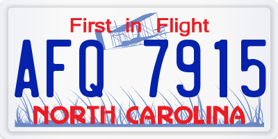 NC license plate AFQ7915