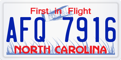 NC license plate AFQ7916