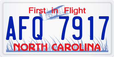 NC license plate AFQ7917