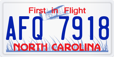 NC license plate AFQ7918