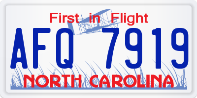 NC license plate AFQ7919