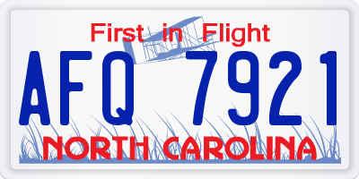 NC license plate AFQ7921