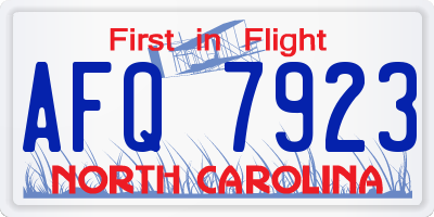 NC license plate AFQ7923