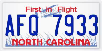 NC license plate AFQ7933