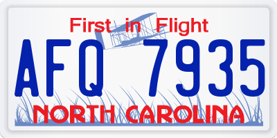 NC license plate AFQ7935
