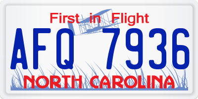 NC license plate AFQ7936