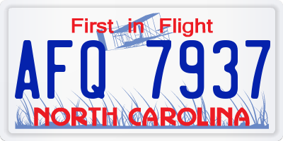 NC license plate AFQ7937