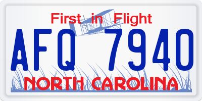 NC license plate AFQ7940
