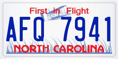 NC license plate AFQ7941