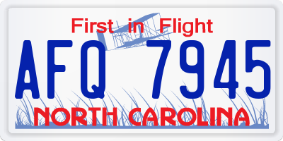 NC license plate AFQ7945