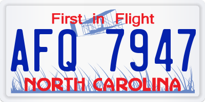 NC license plate AFQ7947