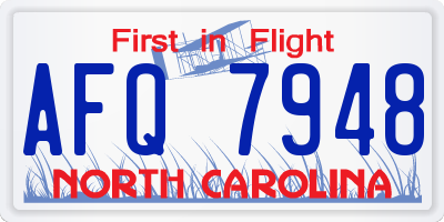 NC license plate AFQ7948