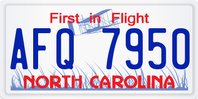 NC license plate AFQ7950