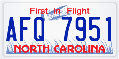 NC license plate AFQ7951