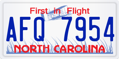 NC license plate AFQ7954