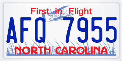 NC license plate AFQ7955
