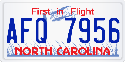 NC license plate AFQ7956