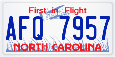 NC license plate AFQ7957