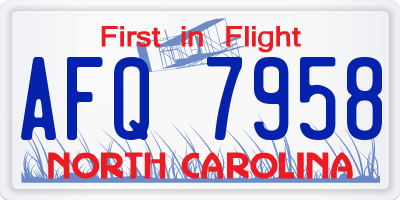 NC license plate AFQ7958