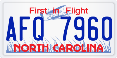 NC license plate AFQ7960