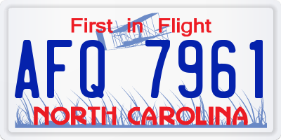 NC license plate AFQ7961
