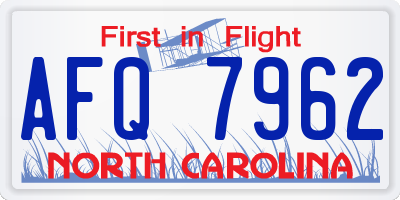 NC license plate AFQ7962