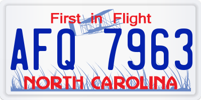 NC license plate AFQ7963