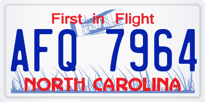 NC license plate AFQ7964