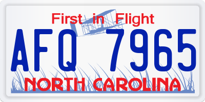 NC license plate AFQ7965