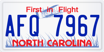 NC license plate AFQ7967