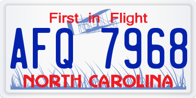 NC license plate AFQ7968