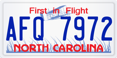NC license plate AFQ7972