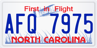 NC license plate AFQ7975