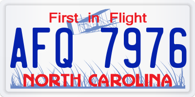 NC license plate AFQ7976
