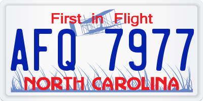 NC license plate AFQ7977