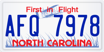 NC license plate AFQ7978