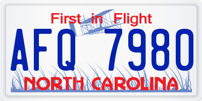 NC license plate AFQ7980