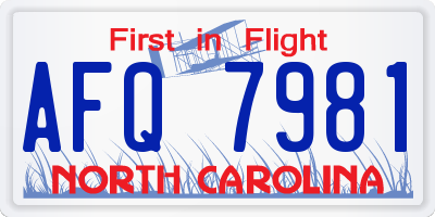 NC license plate AFQ7981